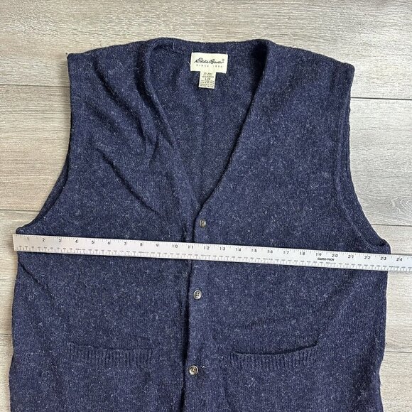 Eddie Bauer Vest Size XL Wool Button Down Sweater Blue - Picture 4 of 5